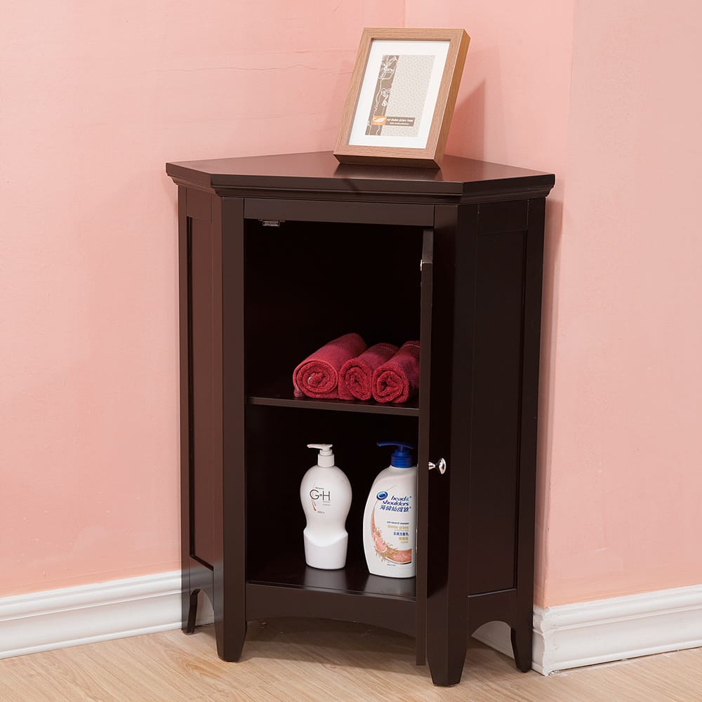 Bayfield Espresso Shutter Door Corner Floor Cabinet by Teamson Home