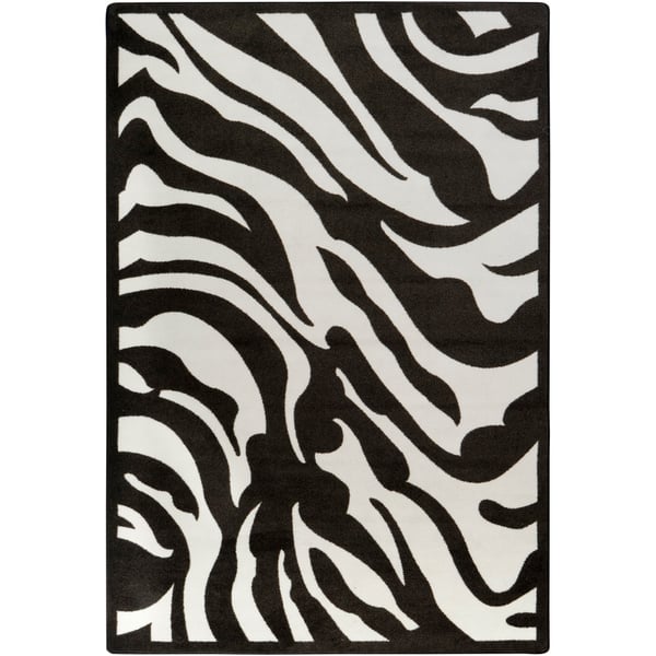 Woven Jewel Zebra Stripe Black Area Rug (5'4 x 7'8) Overstock 8162308