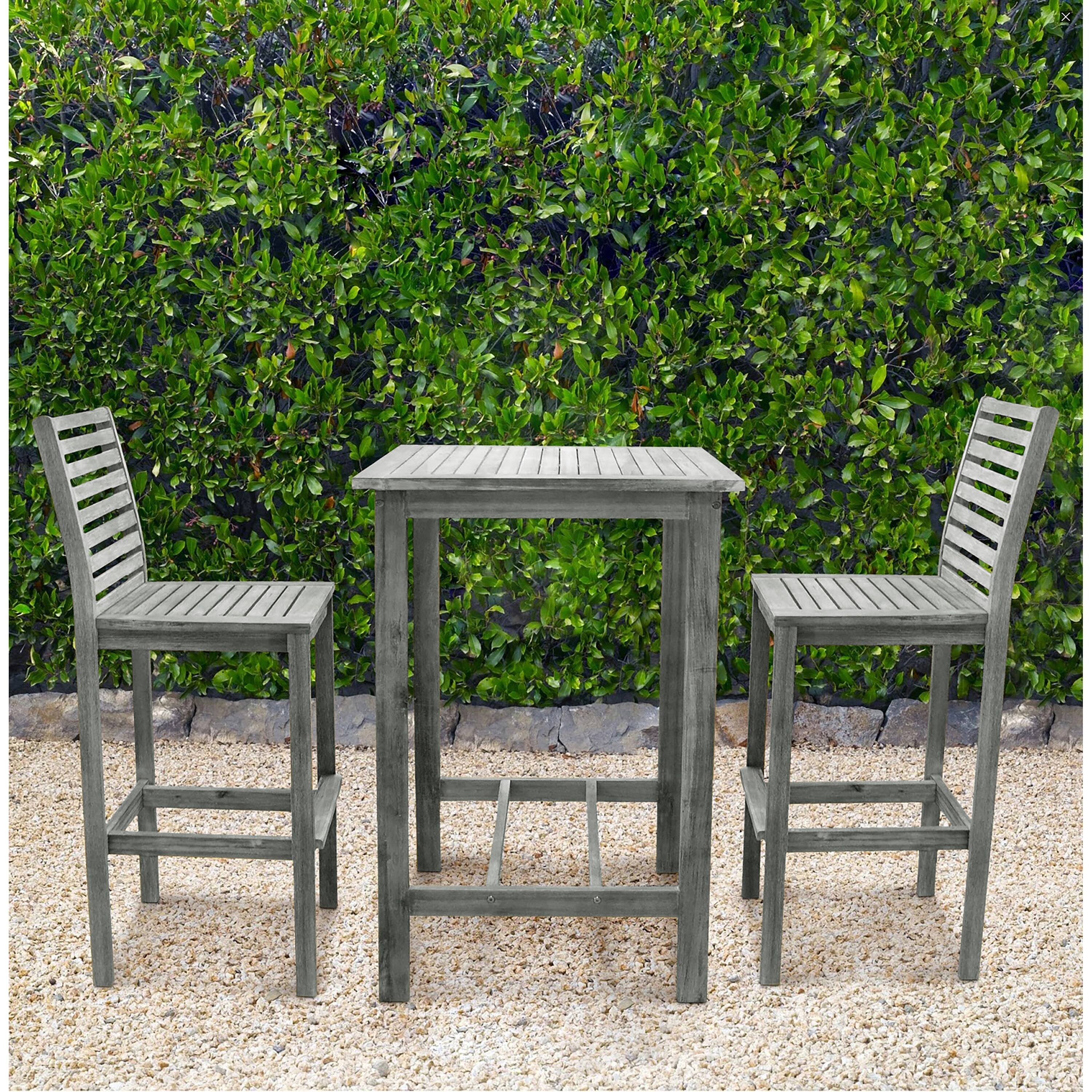 Surfside Ecofriendly Outdoor Wood Bar Set by Havenside Home Grey 3
