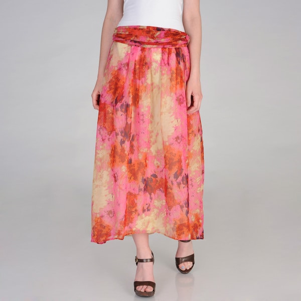 Vivienne Vivienne Tam Women's Watercolor Print Maxi Skirt Long Skirts