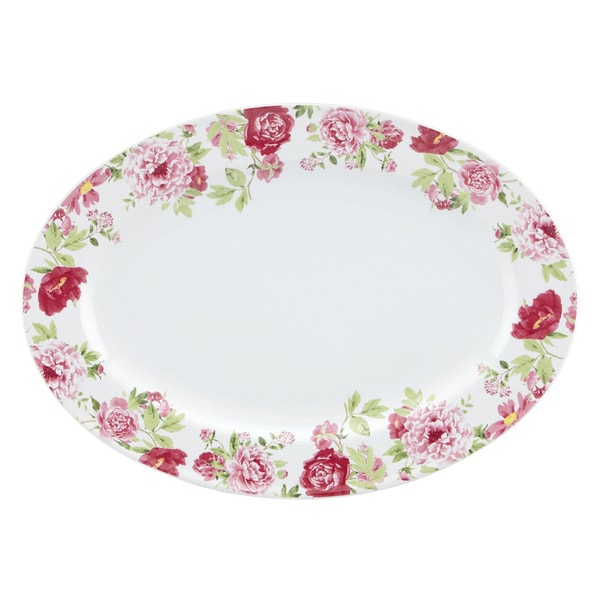 Kathy Ireland Home Blossoming Rose Oval Platter by Gorham