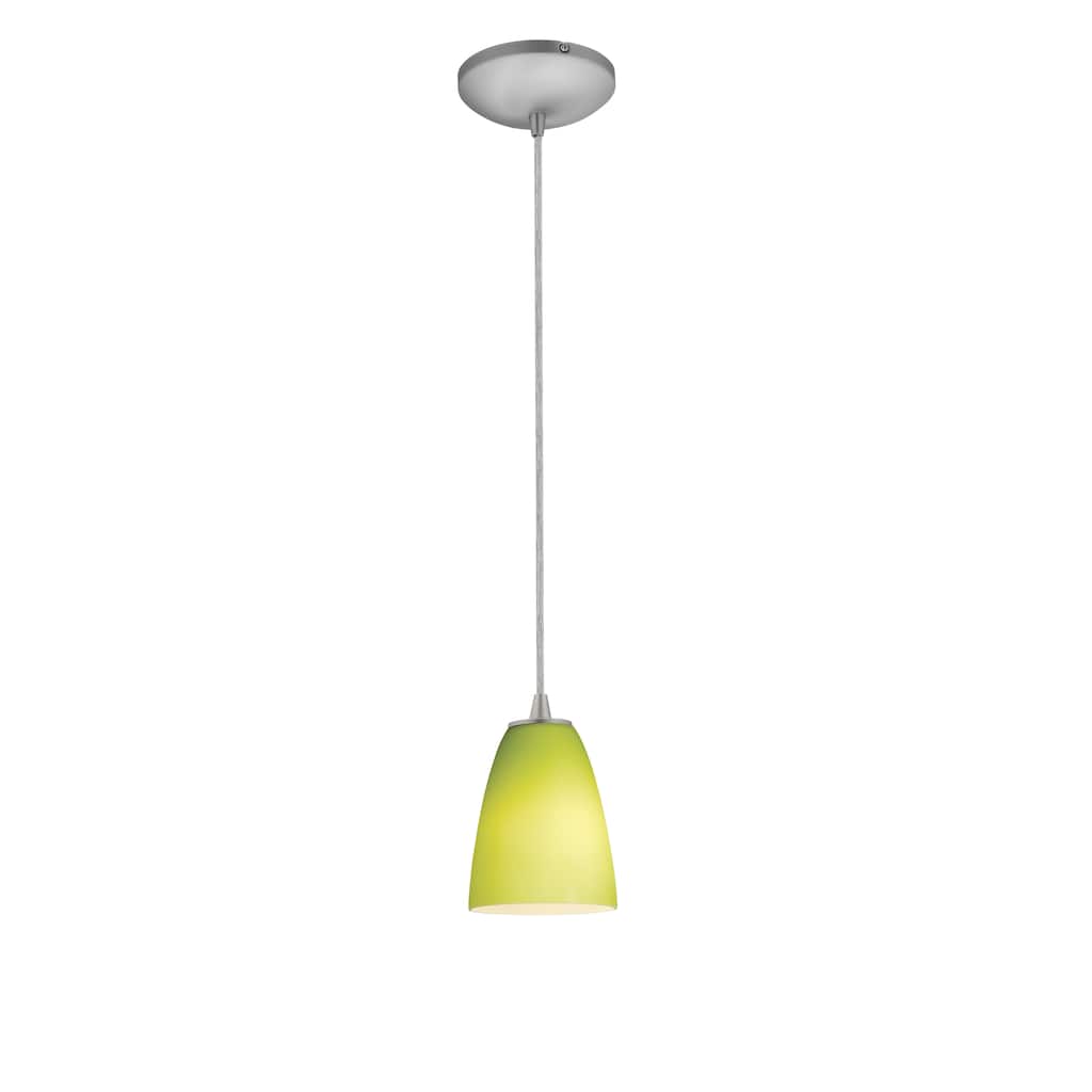 Access Sydney 1-light Brushed Steel Cone Glass Pendant