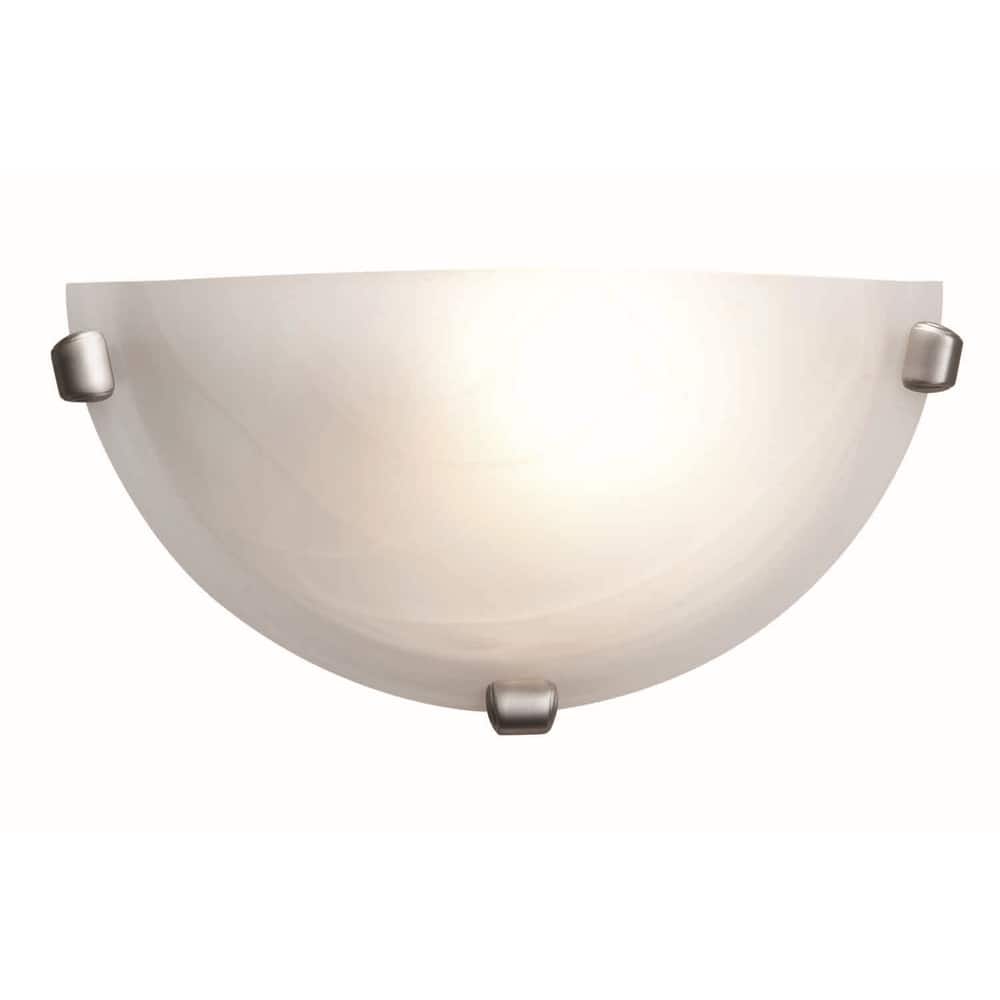 Access Lighting Mona - Wall Sconce - Brushed Steel Finish - Alabaster Glass Shade - Incandescent
