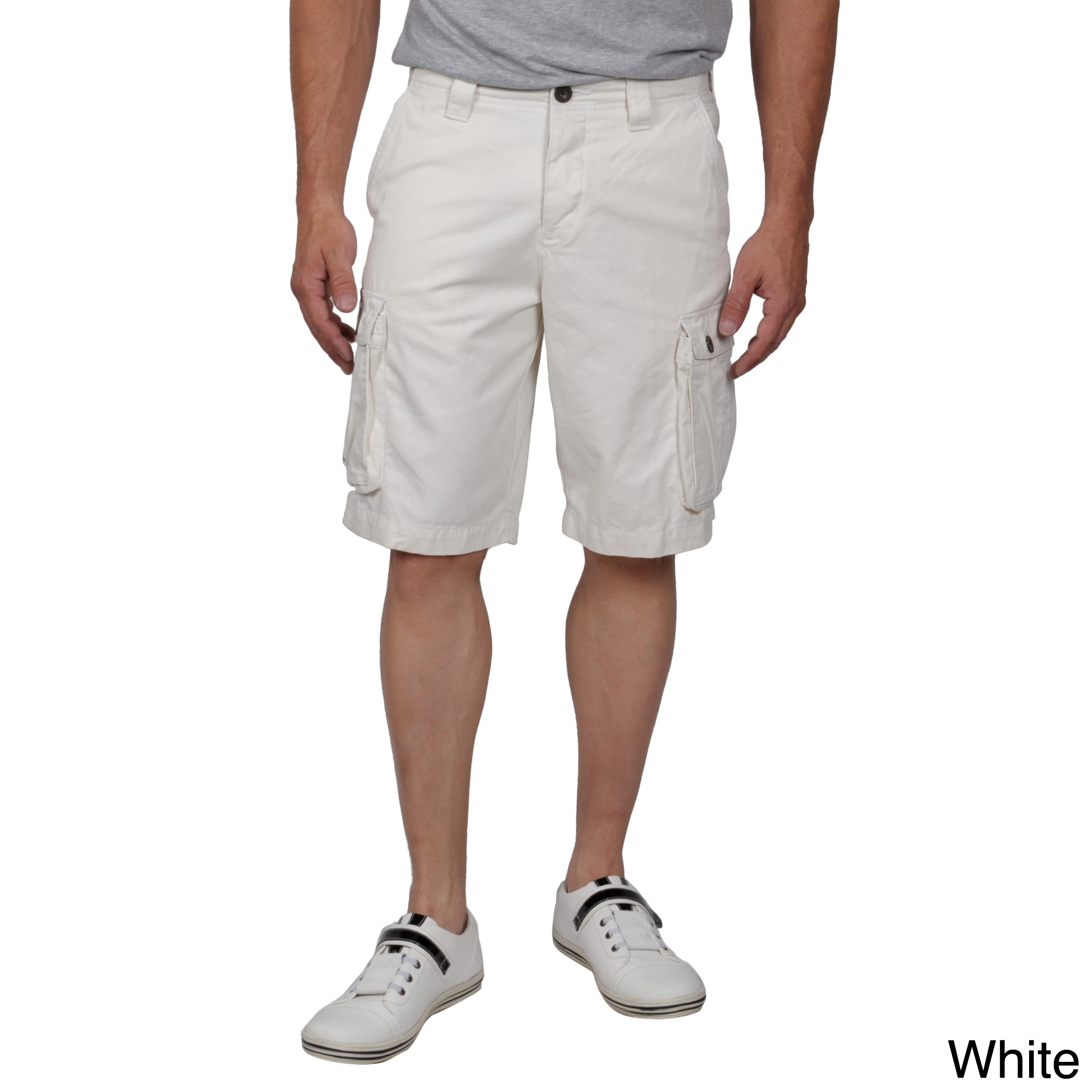 Boston Traveler Boston Traveler Mens Twill Flat front Cargo Shorts White Size 36