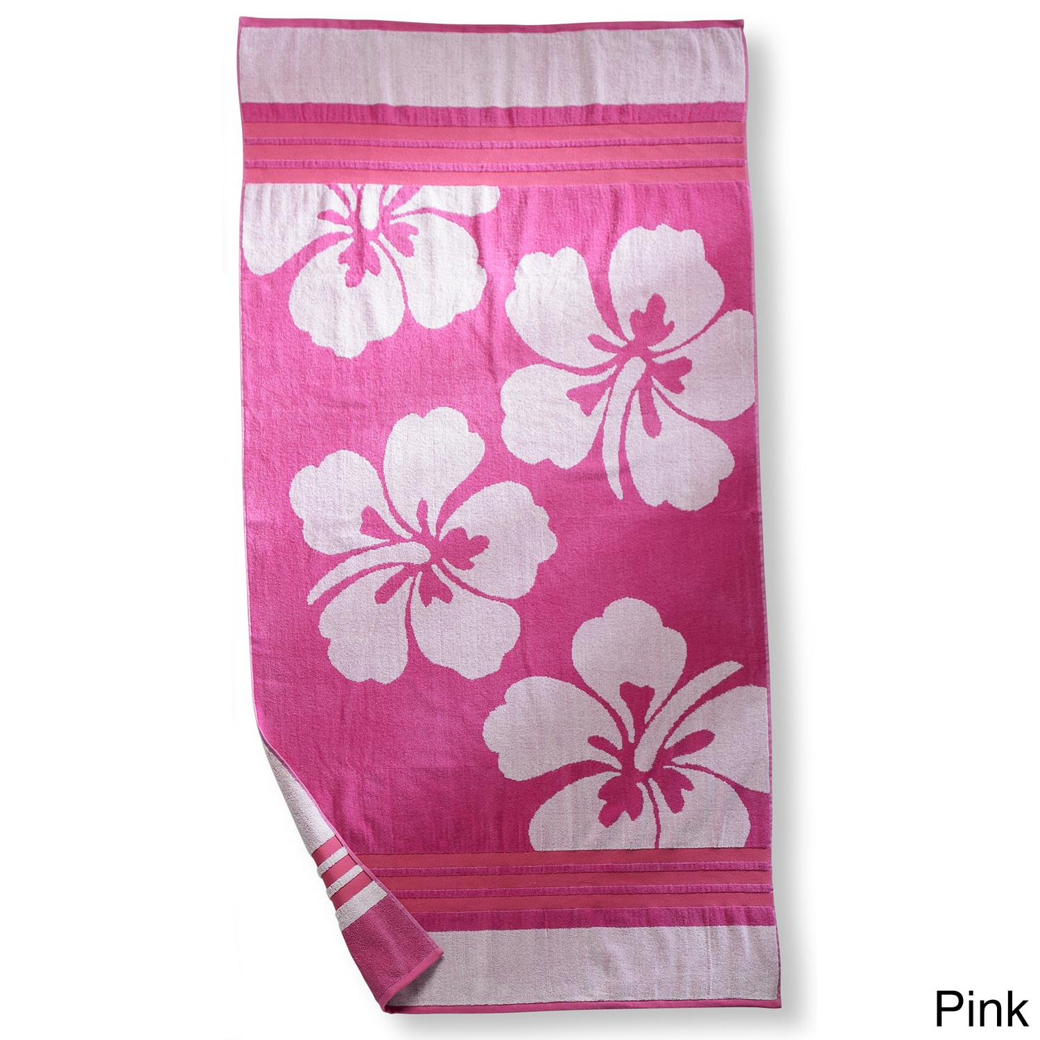 Hawaiian Flower Oversized Cotton Jacquard Beach Towel (set Of 2)