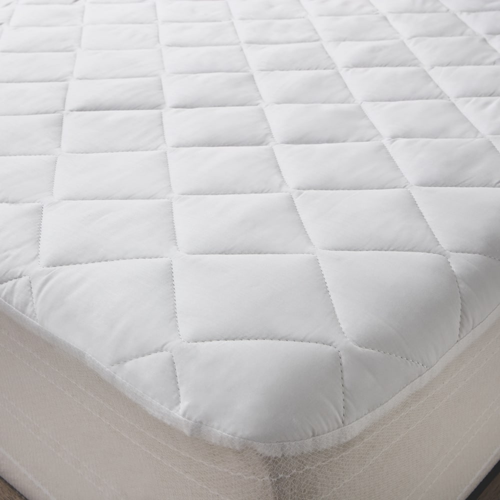 DOWNLITE 300 Thread Count Premium Cotton Waterproof Mattress Pad - White
