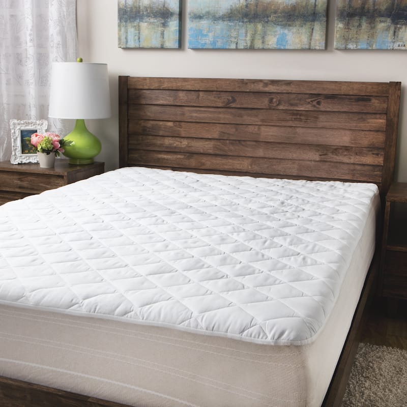 DOWNLITE 300 Thread Count Premium Cotton Waterproof Mattress Pad - White - Twin