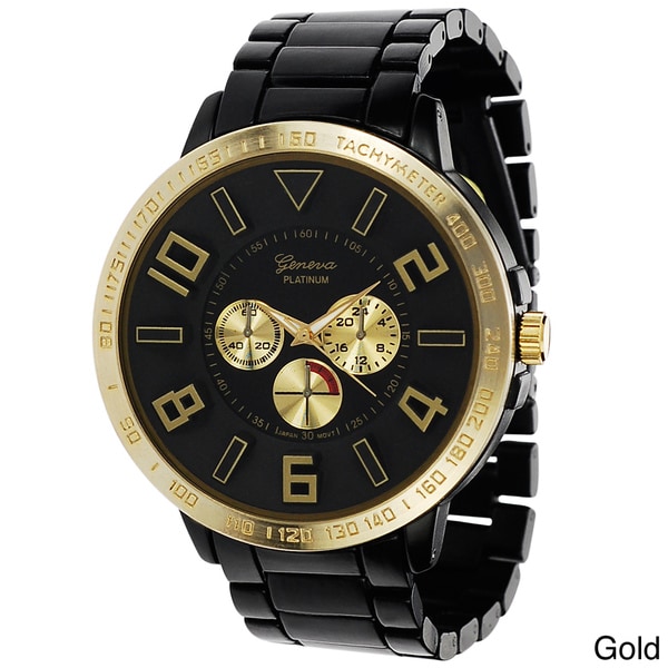 Geneva Platinum Round Face Link Watch Geneva Men's Geneva Watches