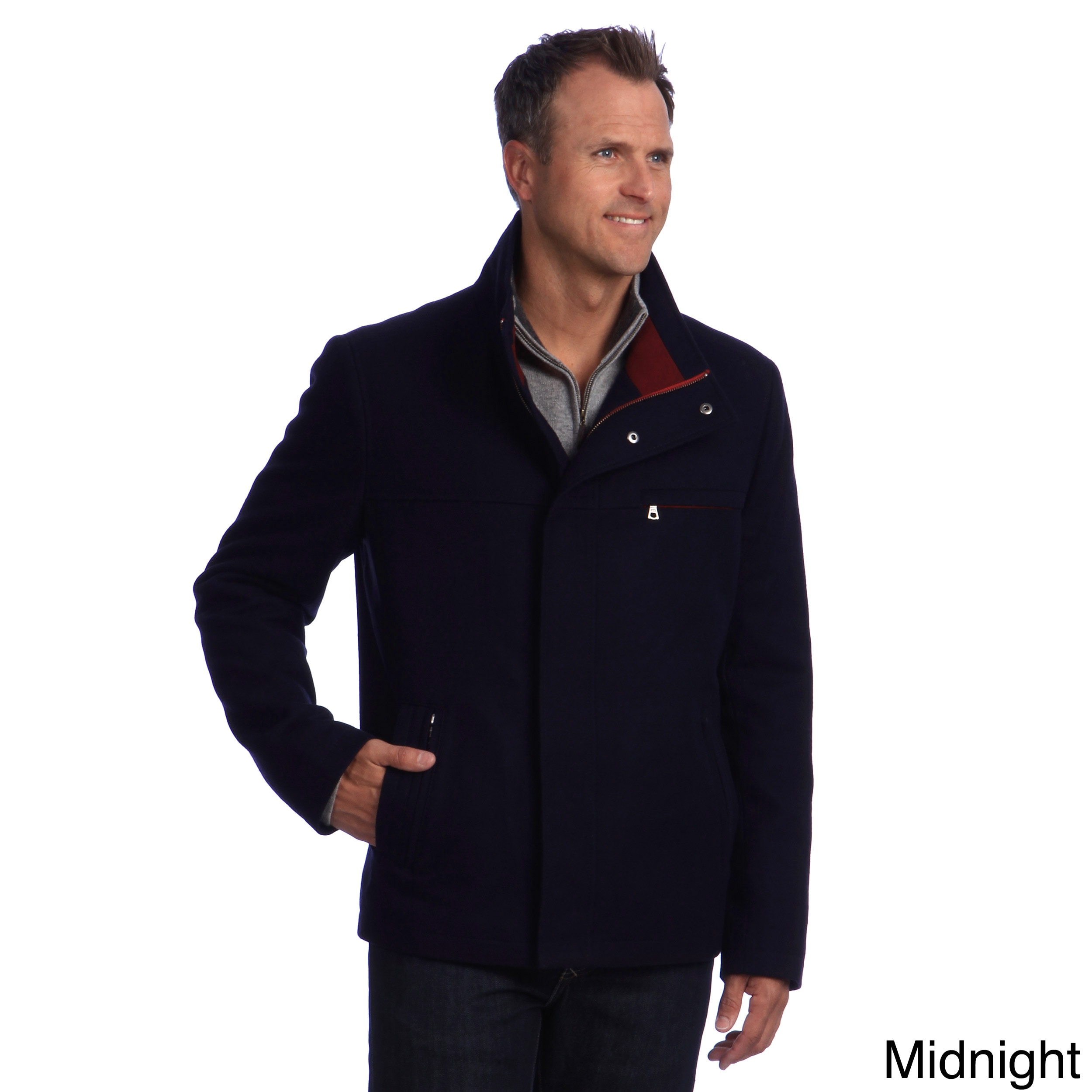 Izod Mens Wool Jacket With Three Pockets