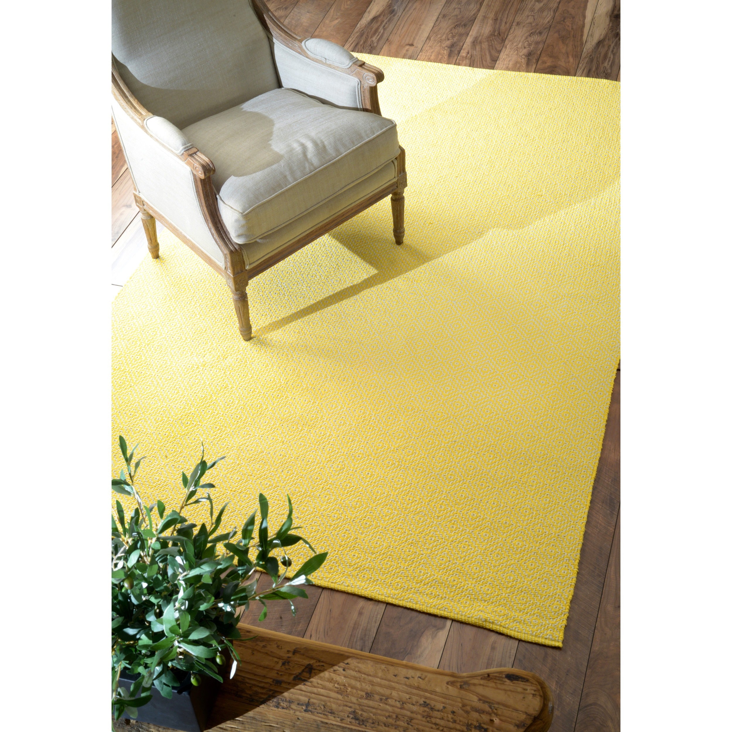 Nuloom Handmade Flatweave Diamond Yellow Cotton Rug (8 X 10)