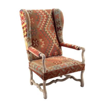 nuLOOM Southwestern Aztec Dhurrie Kilim High Back Arm Chair