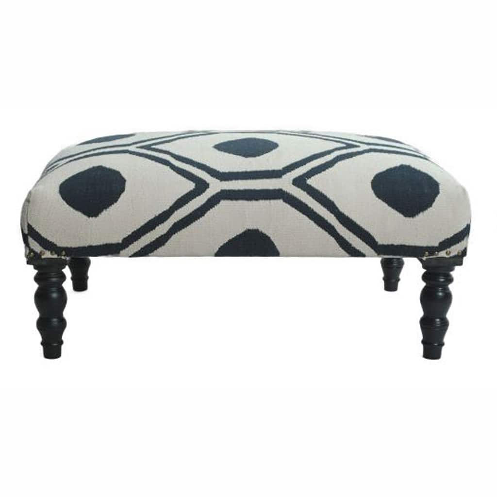 nuLOOM Contemporary Blue Trellis Cotton Ottoman Bench