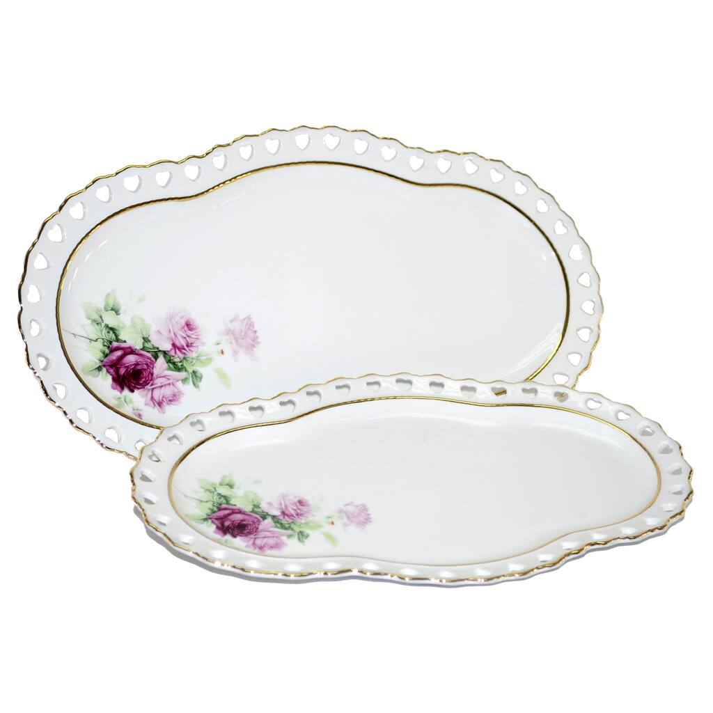 Rose Blossom 2-piece Platter Set