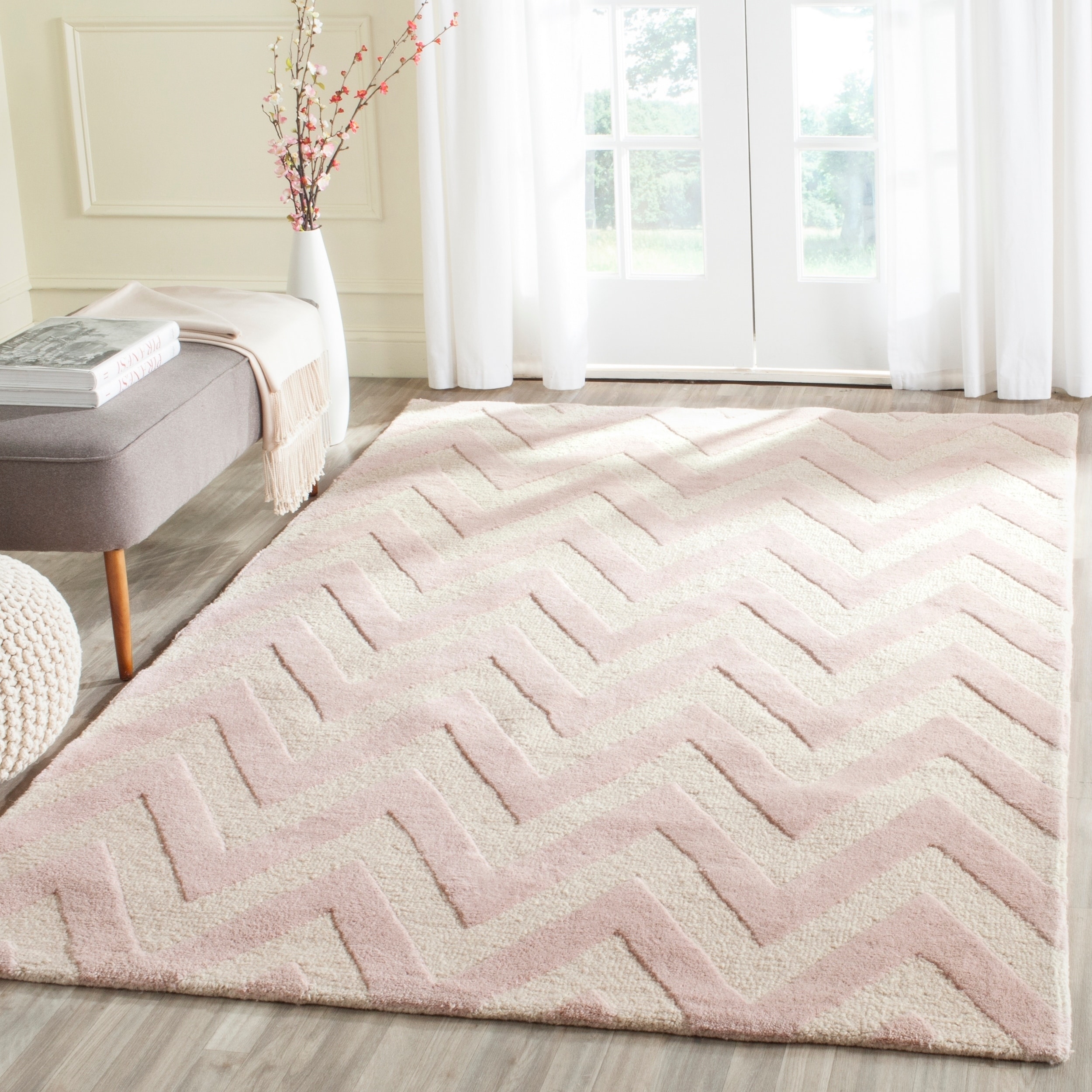 Safavieh Handmade Moroccan Cambridge Light Pink/ Ivory Wool Rug (4 X 6)