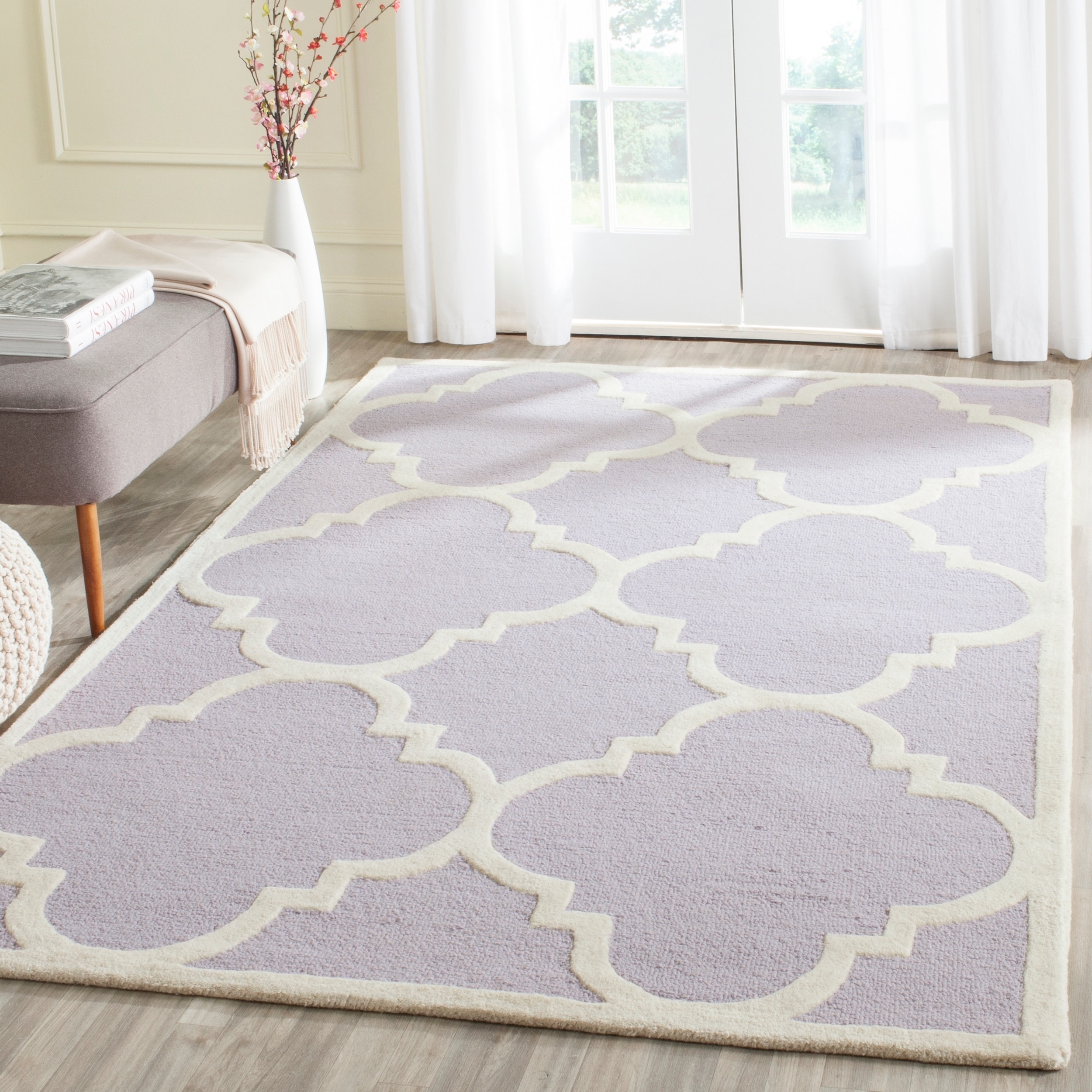 Safavieh Handmade Moroccan Cambridge Lavender/ Ivory Wool Rug (3 X 5)