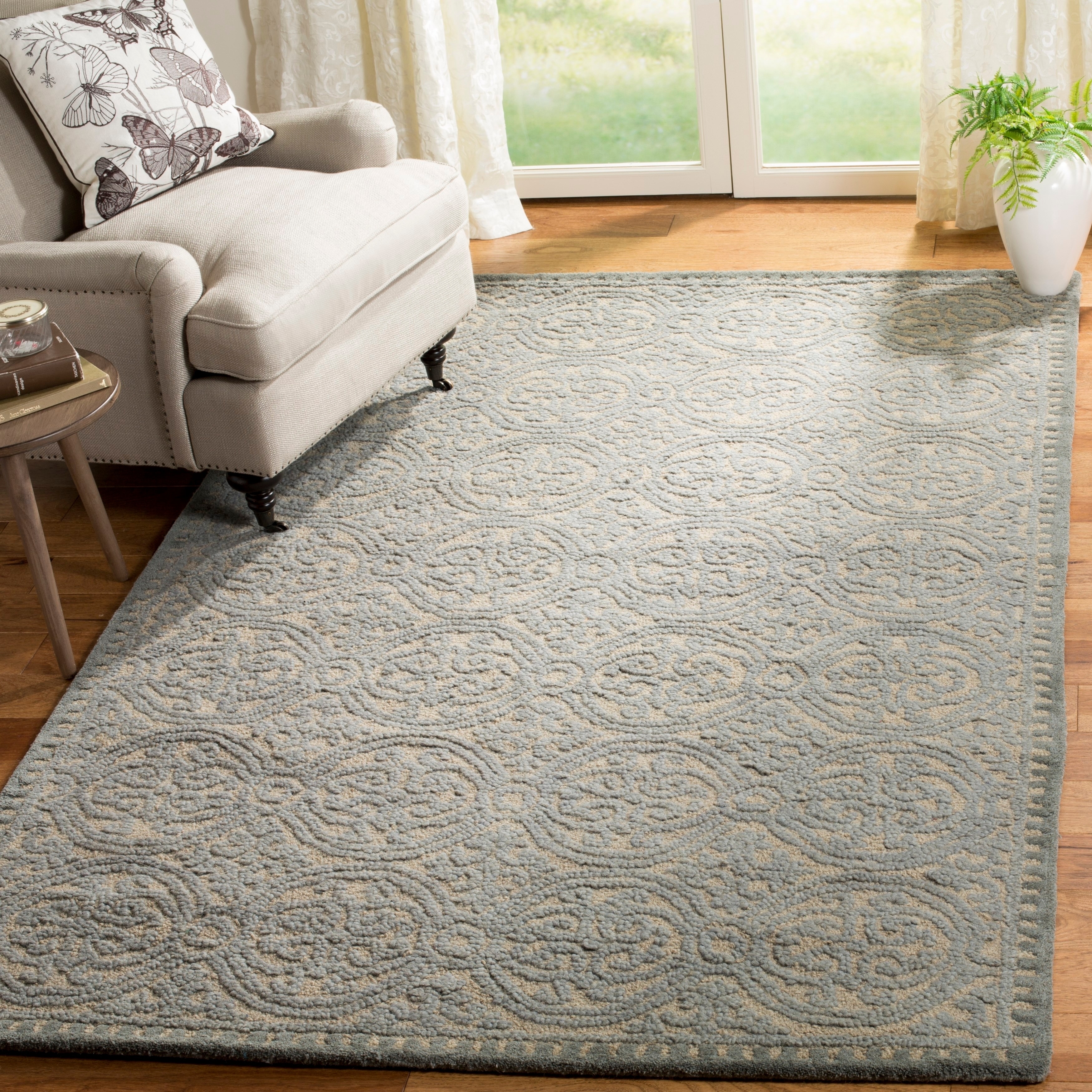 Safavieh Handmade Moroccan Cambridge Dusty Blue/ Cement Wool Rug (26 X 10)