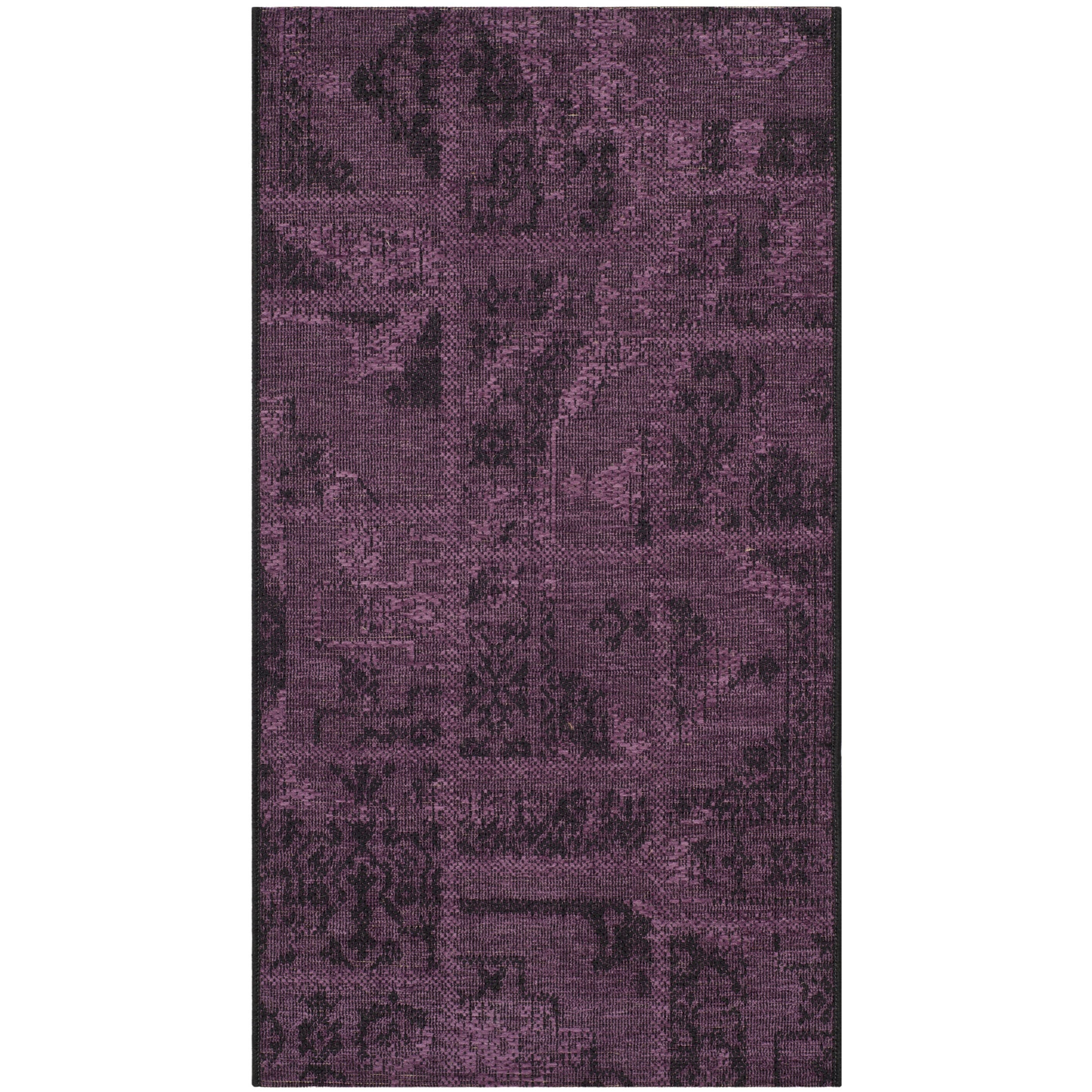 Safavieh Palazzo Black/ Purple Polypropylene/ Chenille Accent Rug (2 X 36)