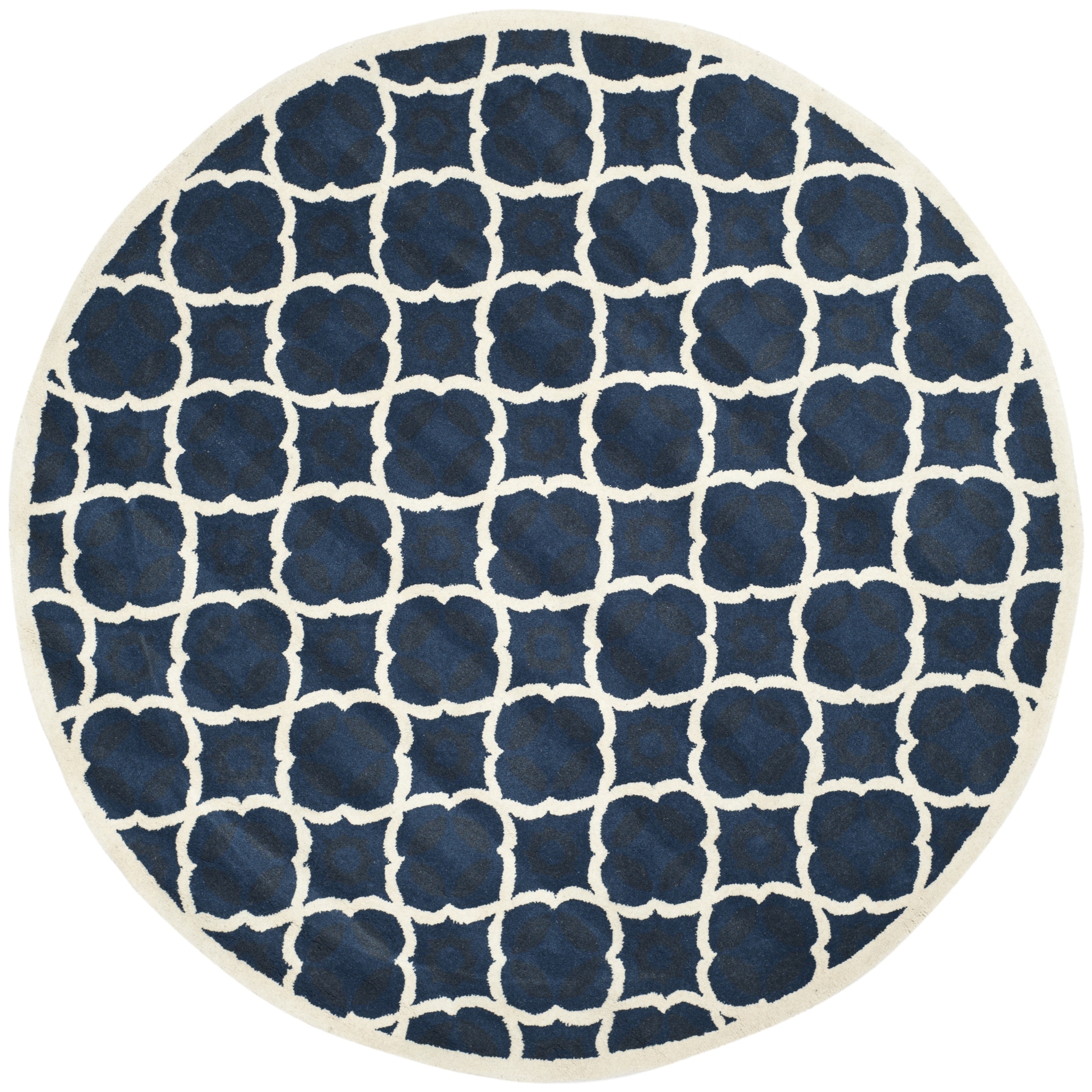 Safavieh Handmade Moroccan Chatham Blue Geometric Wool Rug (7 Round)