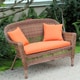 preview thumbnail 2 of 5, Honey Wicker Patio Loveseat with Cushion and Pillows Orange