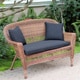 preview thumbnail 5 of 5, Honey Wicker Patio Loveseat with Cushion and Pillows Black