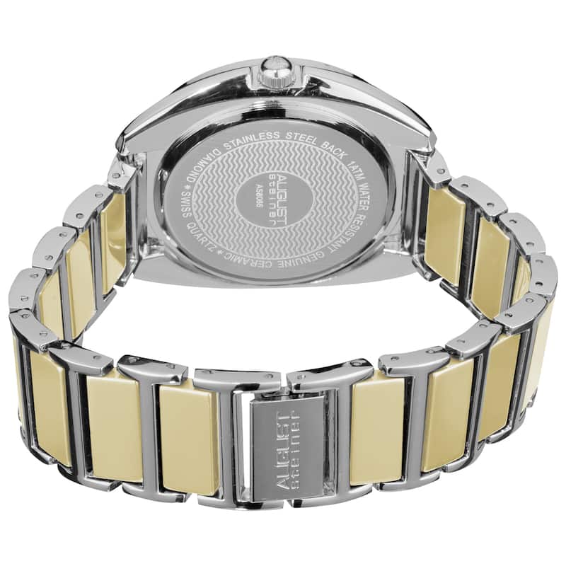 August Steiner Women's Diamonds Ceramic Link Bracelet Watch - silver