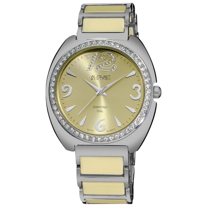 August Steiner Women's Diamonds Ceramic Link Bracelet Watch - silver