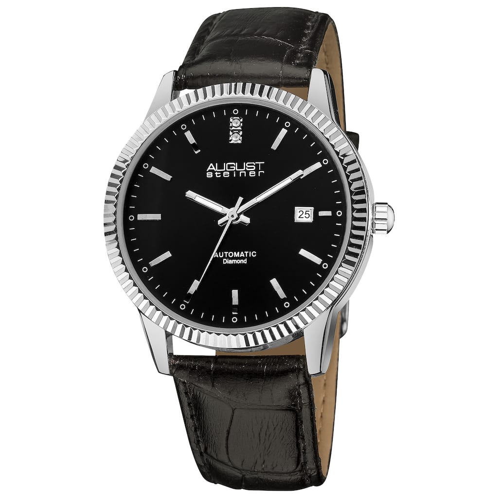 August Steiner Men's Diamond Automatic Black Watch