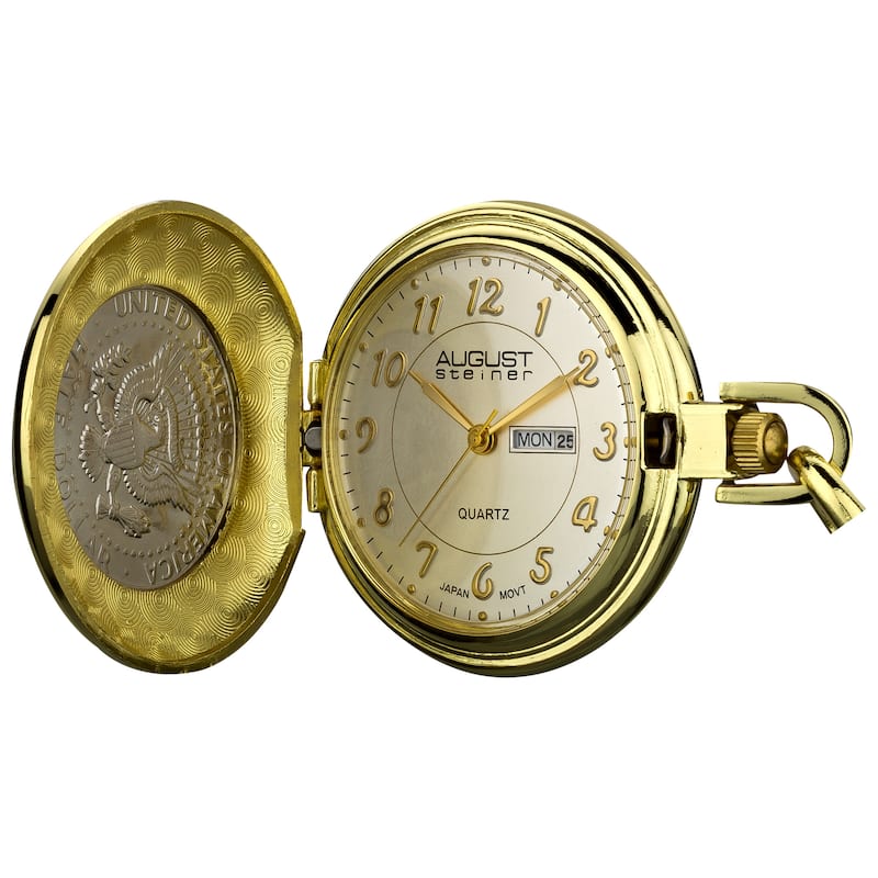 August Steiner Men's JFK Coin Pocket Watch - GOLD