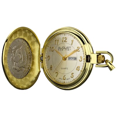 August Steiner Men's JFK Coin Pocket Watch - GOLD