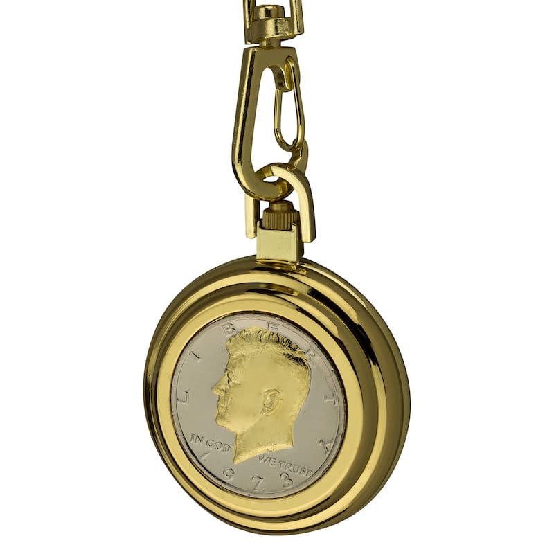 August Steiner Men's JFK Coin Pocket Watch - GOLD