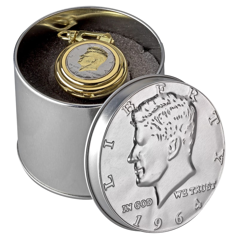 August Steiner Men's JFK Coin Pocket Watch - GOLD