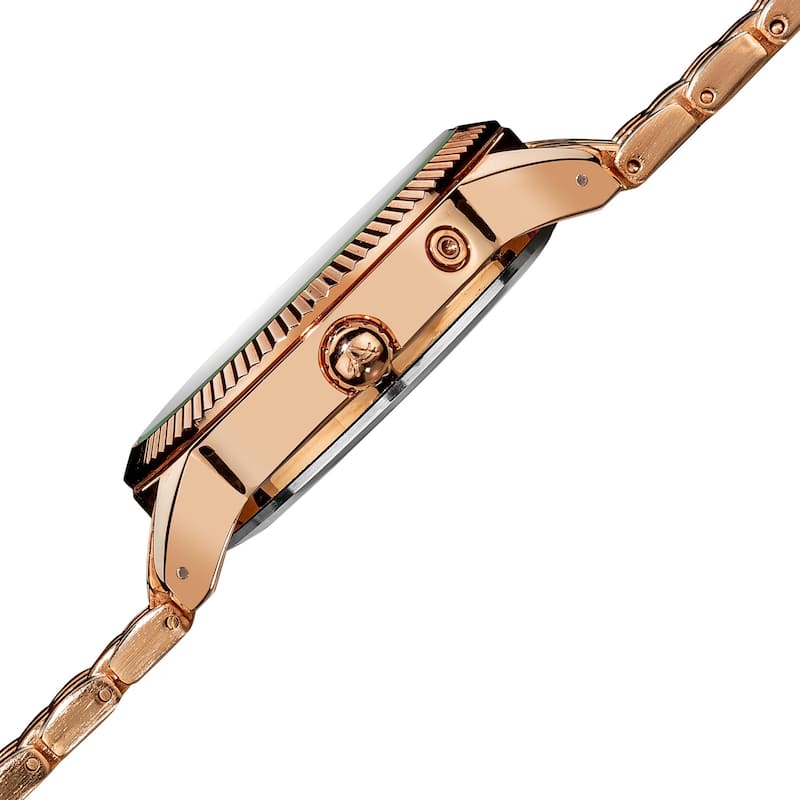 August Steiner Men's Swiss Quartz Multifunction Diamond Rose-Tone Bracelet Watch
