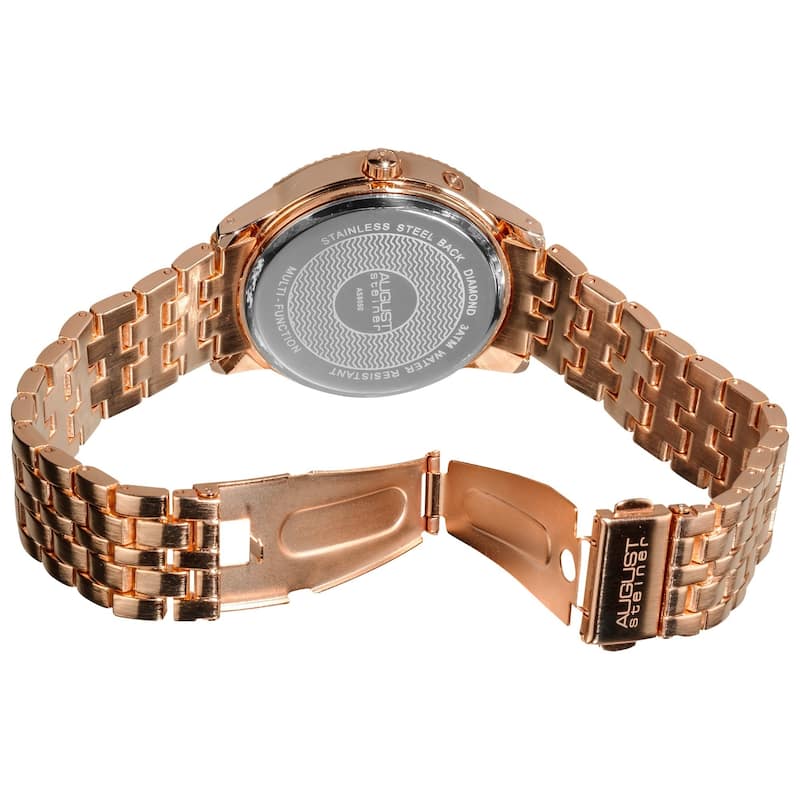 August Steiner Men's Swiss Quartz Multifunction Diamond Rose-Tone Bracelet Watch