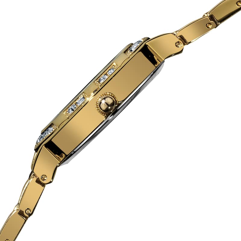 Burgi Women's Mother of Pearl Diamond Quartz Gold-Tone Watch - black