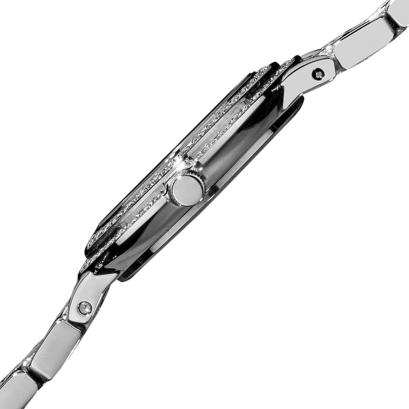 Akribos XXIV Women's Swiss Quartz Diamond Stainless Steel Silver-Tone Bracelet Watch - WHITE