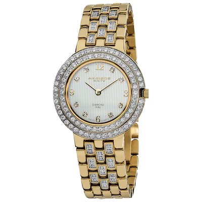 Akribos XXIV Women's Swiss Quartz Diamond Stainless Steel Goldtone Bracelet Watch - WHITE