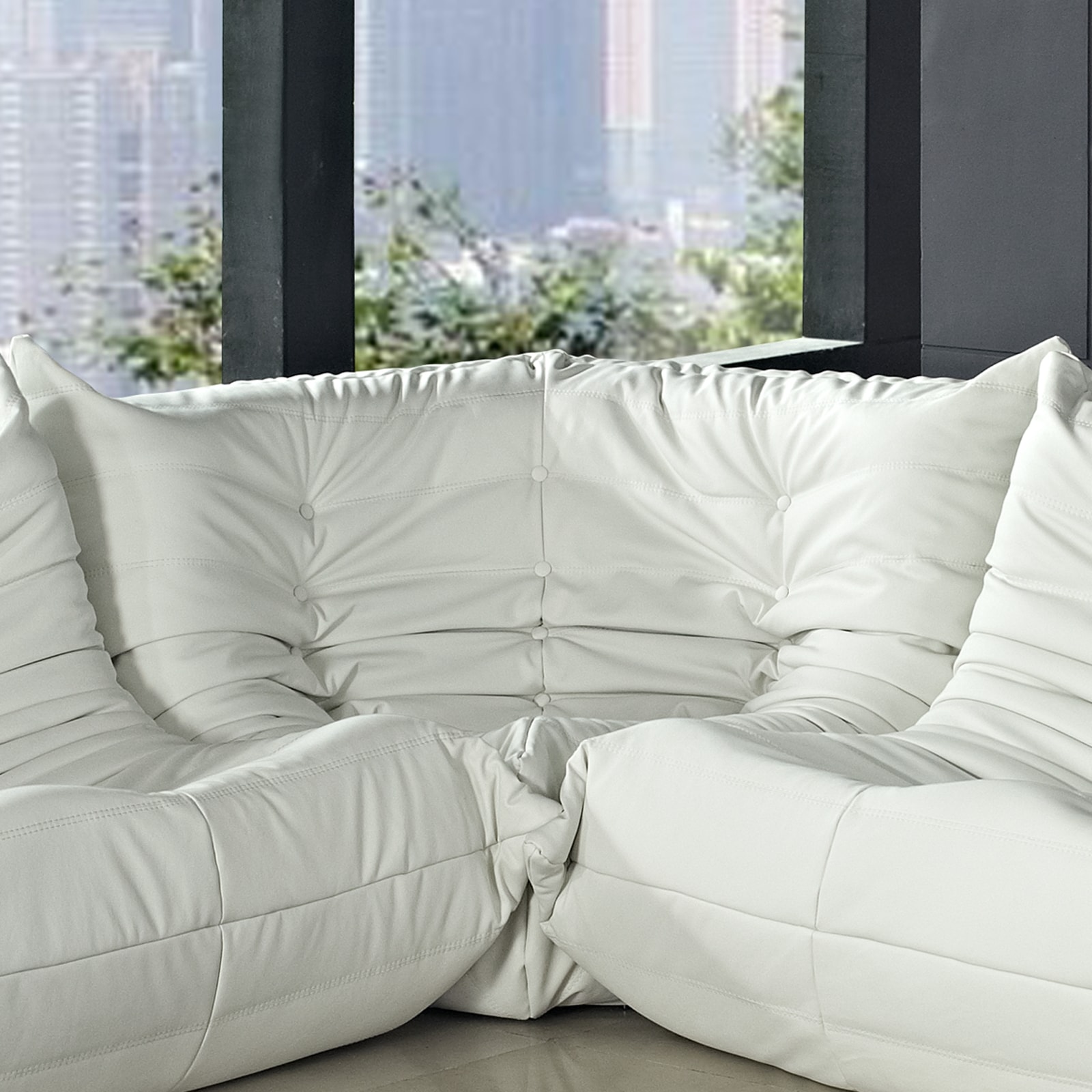 Waverunner White Vinyl Corner Sofa