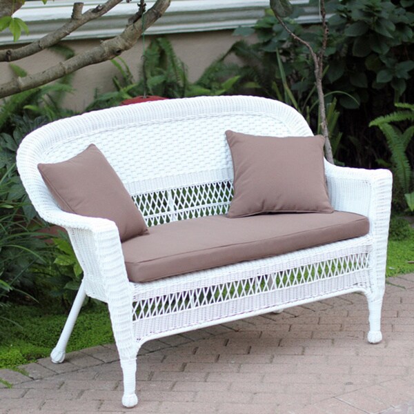 White Wicker Loveseat With Cushion and Pillows On Sale Bed Bath Beyond 8166541