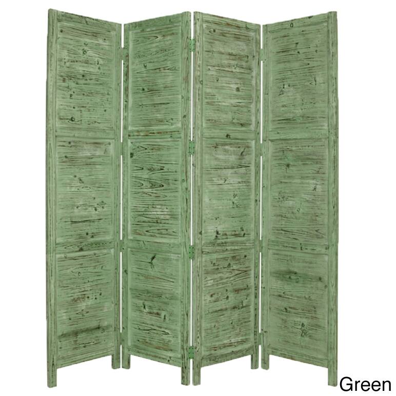 Handmade Nantucket 4-Panel Wood Screen (China)