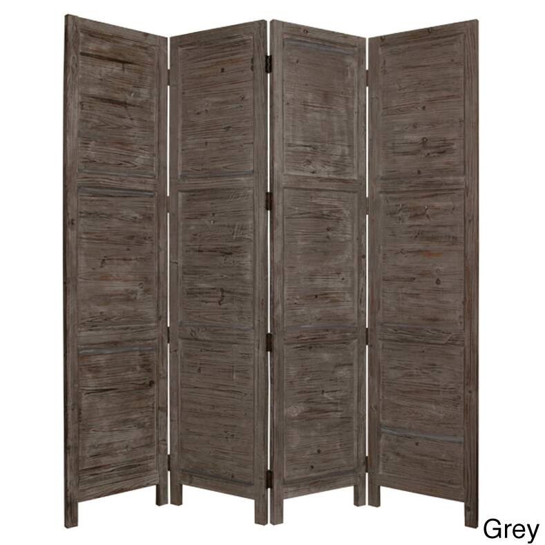 Handmade Nantucket 4-Panel Wood Screen (China) - Grey