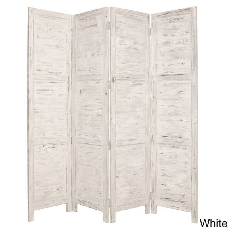 Handmade Nantucket 4-Panel Wood Screen (China)