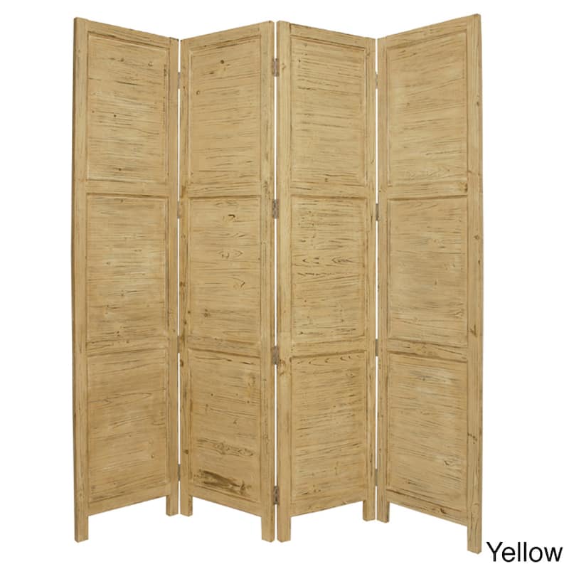 Handmade Nantucket 4-Panel Wood Screen (China)