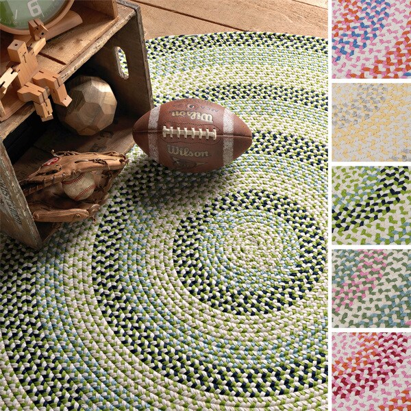 Cake Walk Multicolor Braided Reversible Rug USA MADE