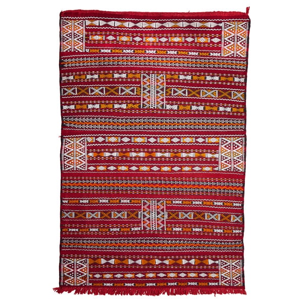 Shop Handmade Moroccan Embroidered Wool Kilim Rug - 4'3 x 6' (Morocco ...