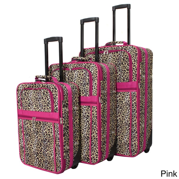 pink leopard print suitcase