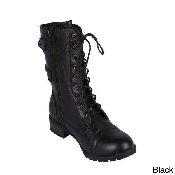 women's lace up moto boots
