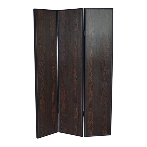 Handmade Sonoma Dark Brown 3-Panel Wood Screen (China)