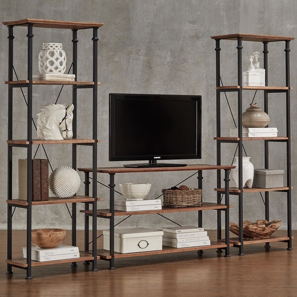 Myra Vintage Industrial Modern Rustic 3-piece TV Stand Set ... Organize your living room with modern bookshelves & bookcases.