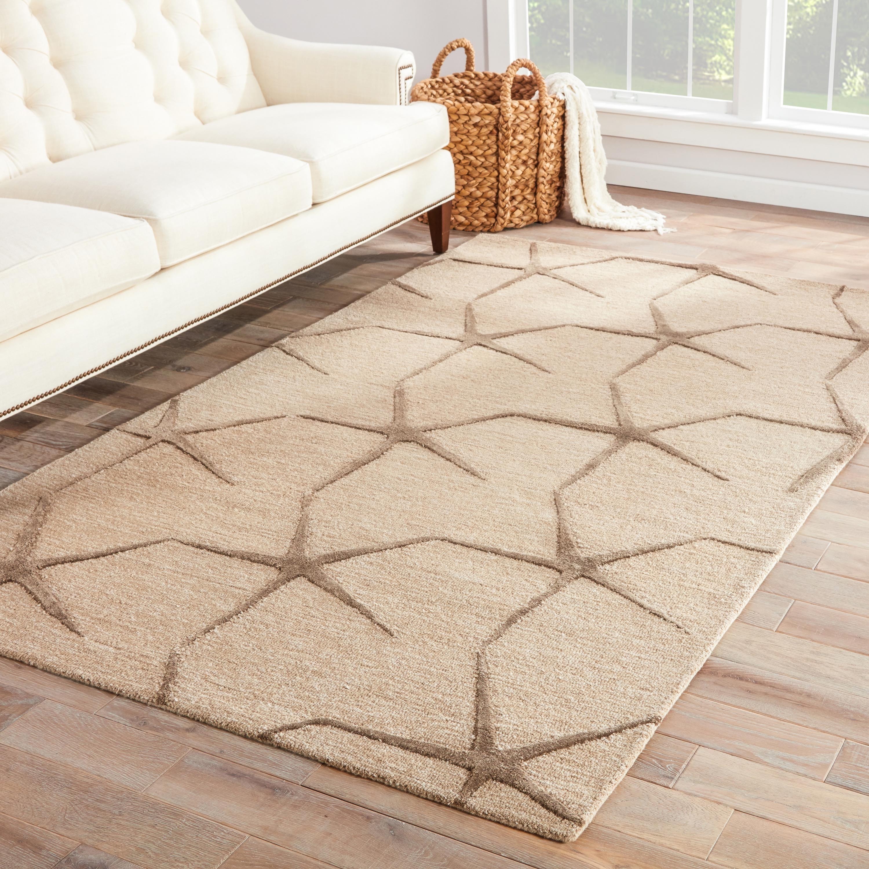 Hand tufted Transitional Coastal Pattern Ivory Rug (5 X 8)