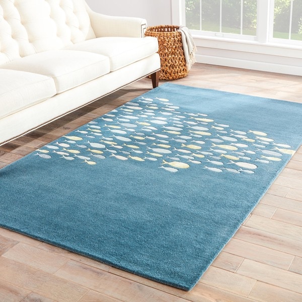 Shoal Handmade Animal Blue/ Gray Area Rug (5' X 8')